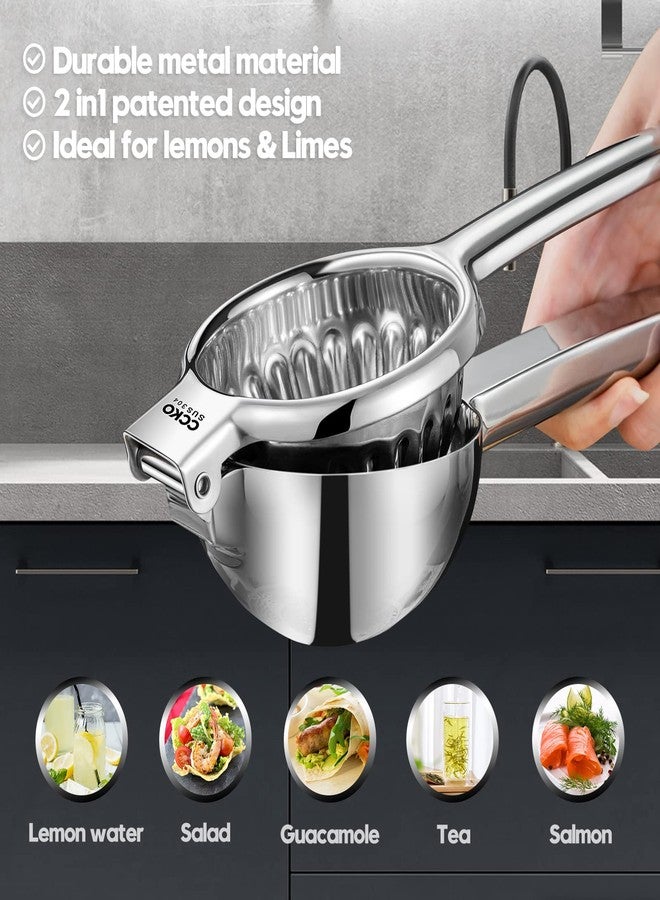 CCKO Lemon Lime Squeezer Stainless Steel Manual Juicer Extra Large Heavy Duty Citrus Juicer Hand Press Max Extraction Fruit Juicer for Oranges Lemons Limes - Image 3